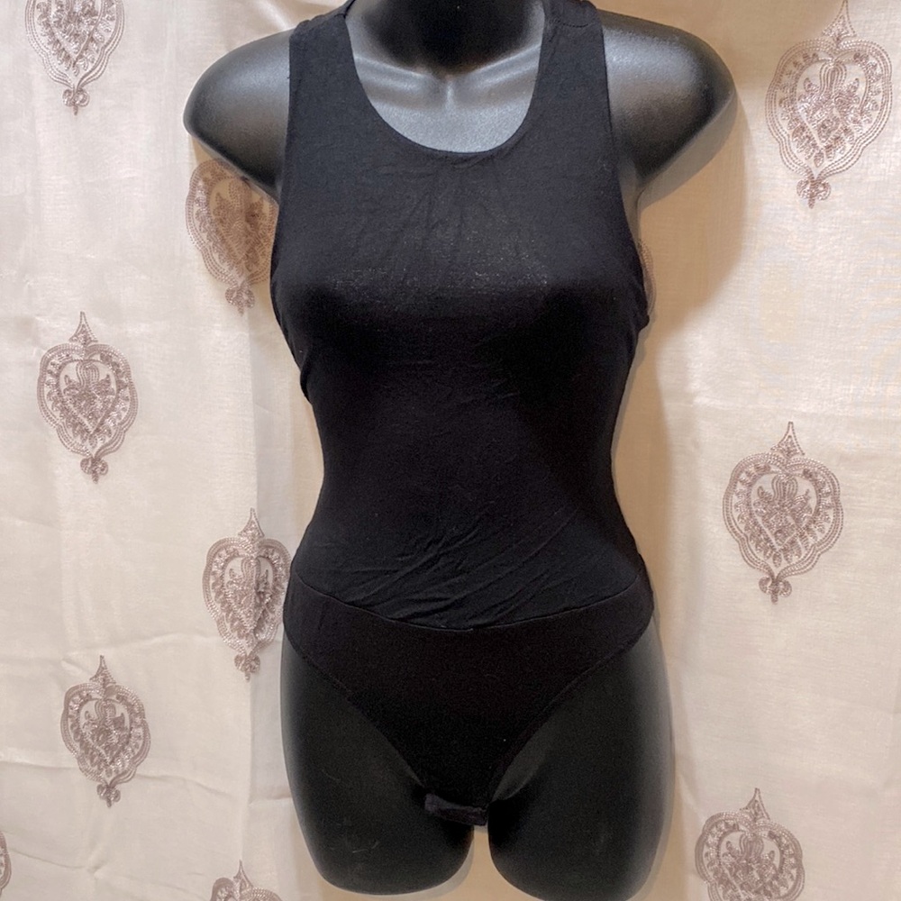 SAINTS 21 BLACK SLEEVELESS TANK SNAP-CROTCH BODYSUIT SZ M